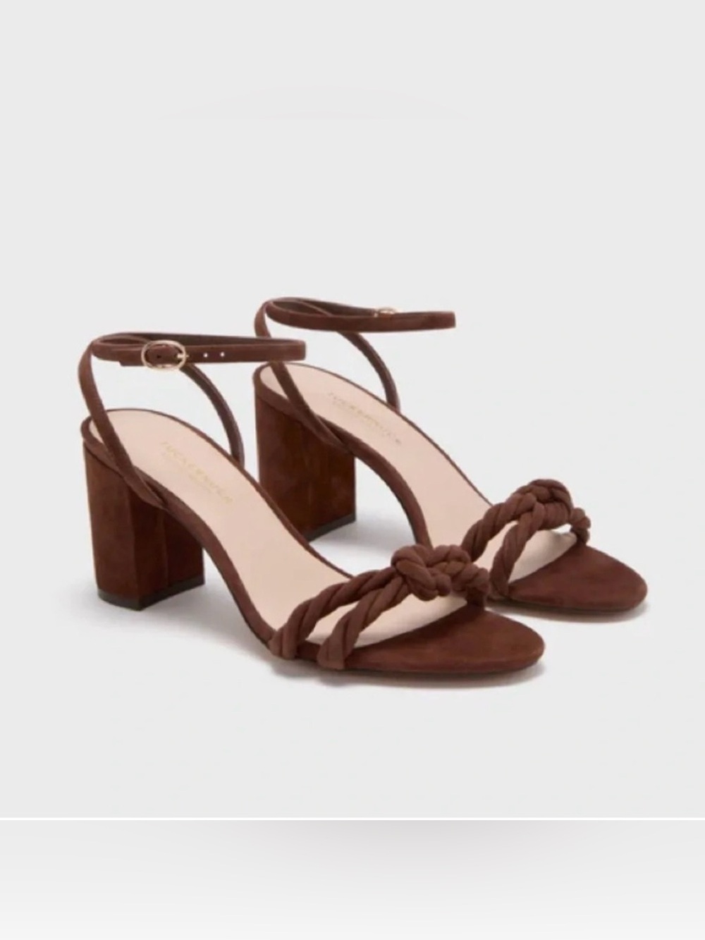 Tuckernuck Brown Knotted Suede Block Heel Sandals